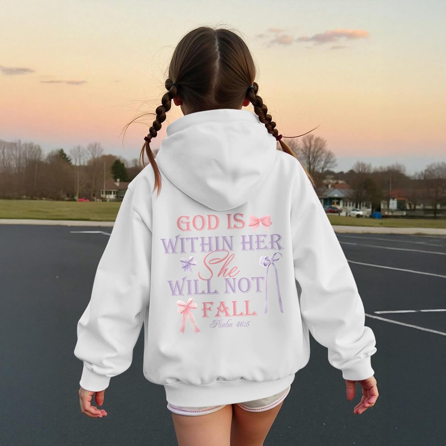 Girl's Christian Graphic Hoodie God is Within Her Hoodies for Kids Jesus Faith Religious Sweatshirts Pullover Tops - Image 3