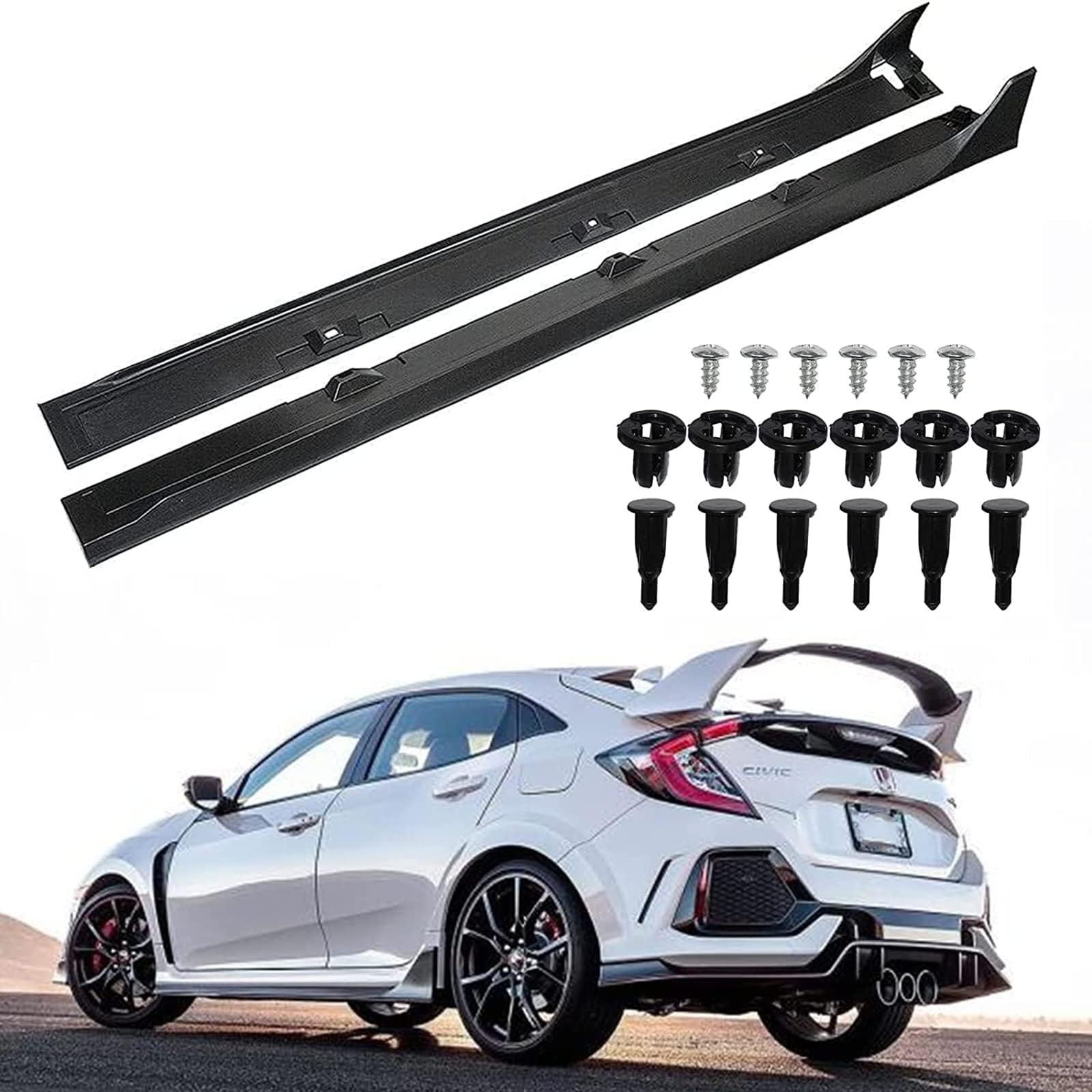 MC Style JDM FE180 Painted Full Gloss Black Side Skirt Extension Compatible for 2022