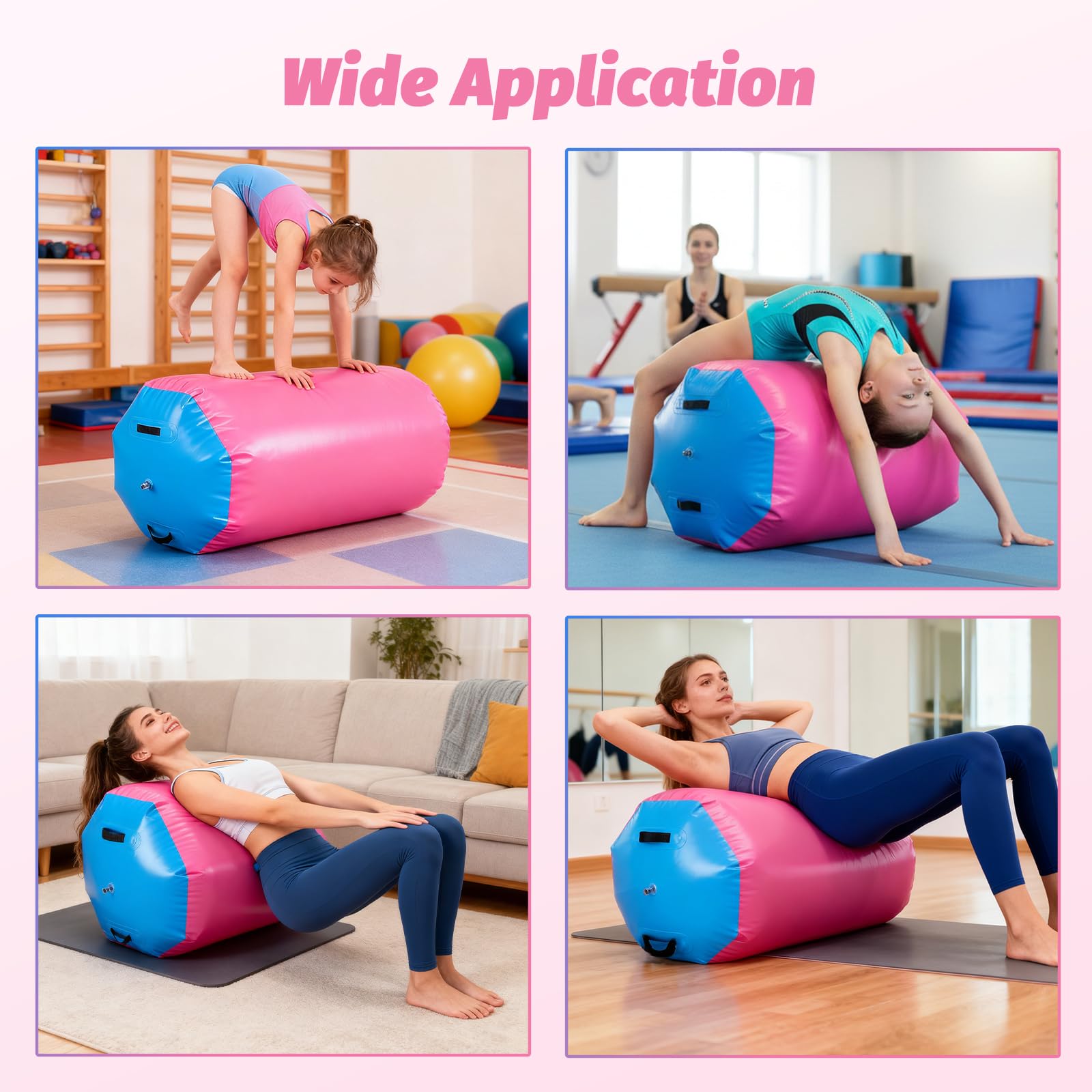 Air Roll, 90 * 70 cm Rullo ad Aria Gonfiabile Rotondo, Air Roll Gonfiabile con Pompa
