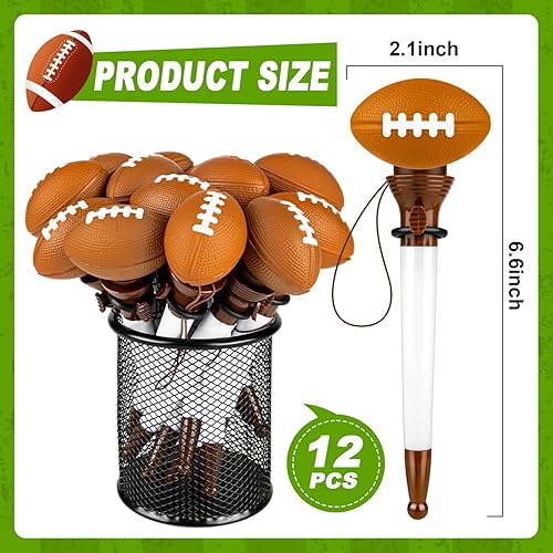 Miniatura 3 de HFAYDZSW 12 bolígrafos de aro de fútbol, divertidos temas deportivos, novedosos bolígrafos de tinta negra para fiesta de cumpleaños, premios,