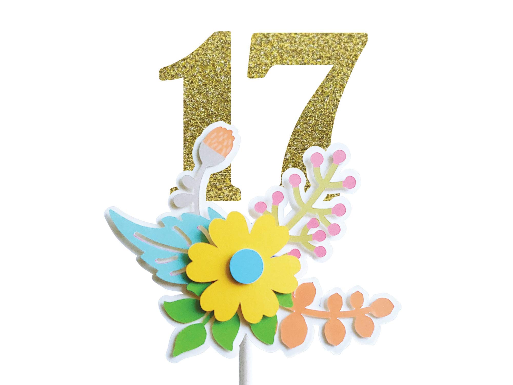Buy CAKE TOPPER with Number Mini Bouquet, YELLOW, Birthday Cake