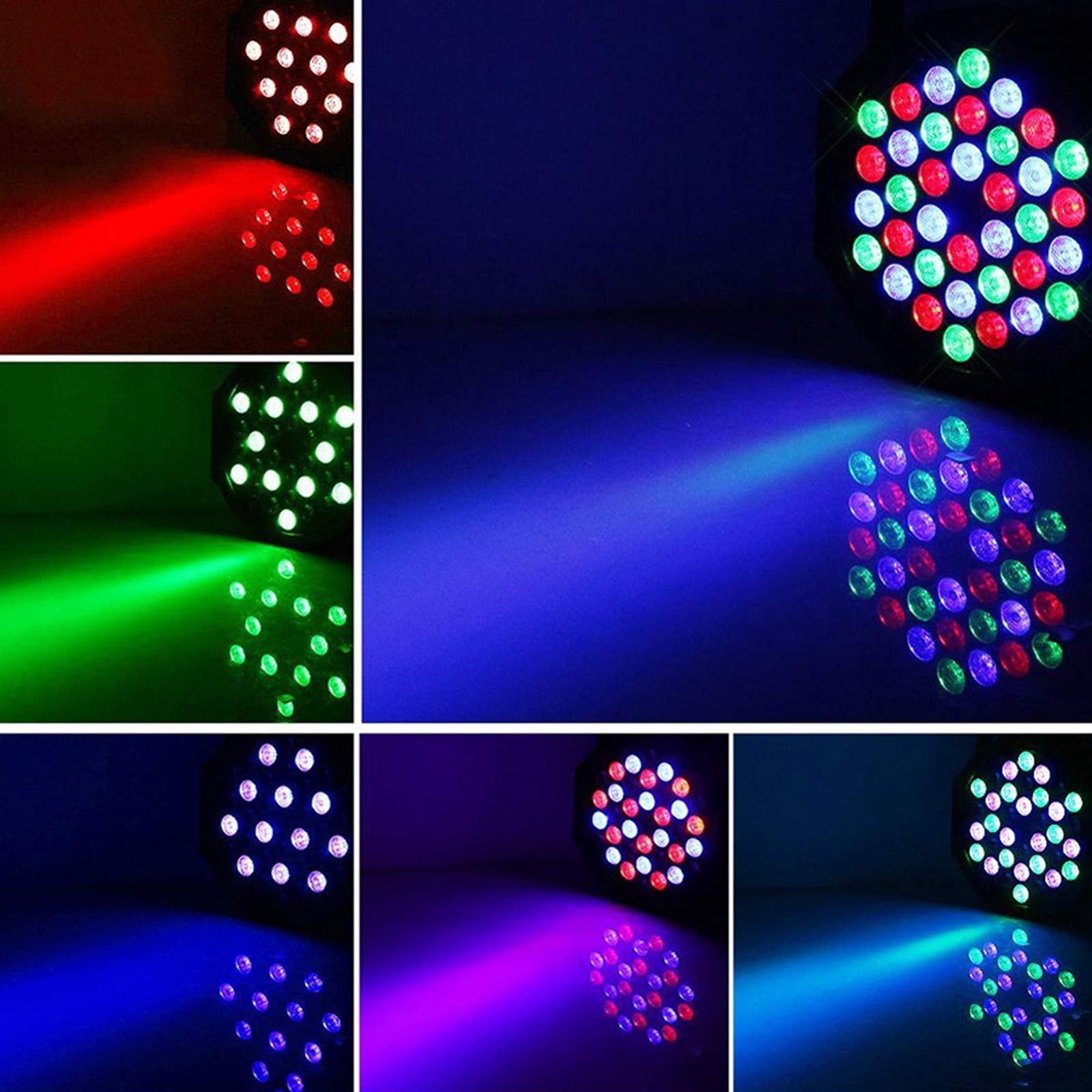 4PCS Par LED Lampe de Scène, 36 LED RGB Lumière Fête Eclairage de Scène Effet DMX512 avec Télécommande et Son Activé, Lumiere DJ pour Disco Party Mariage Halloween Noël