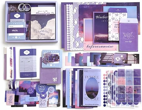 Stationery Set for Girls, School Entrance Celebration, Collage Material, Design Paper, Approximately 155 Pieces, Flake Stickers, A6 Binder, DIY Journaling, Handmade Stationery Diary, Gift Box Type, Studying Book, Kids, Elementary School Girls, Cute Gift Wrapping