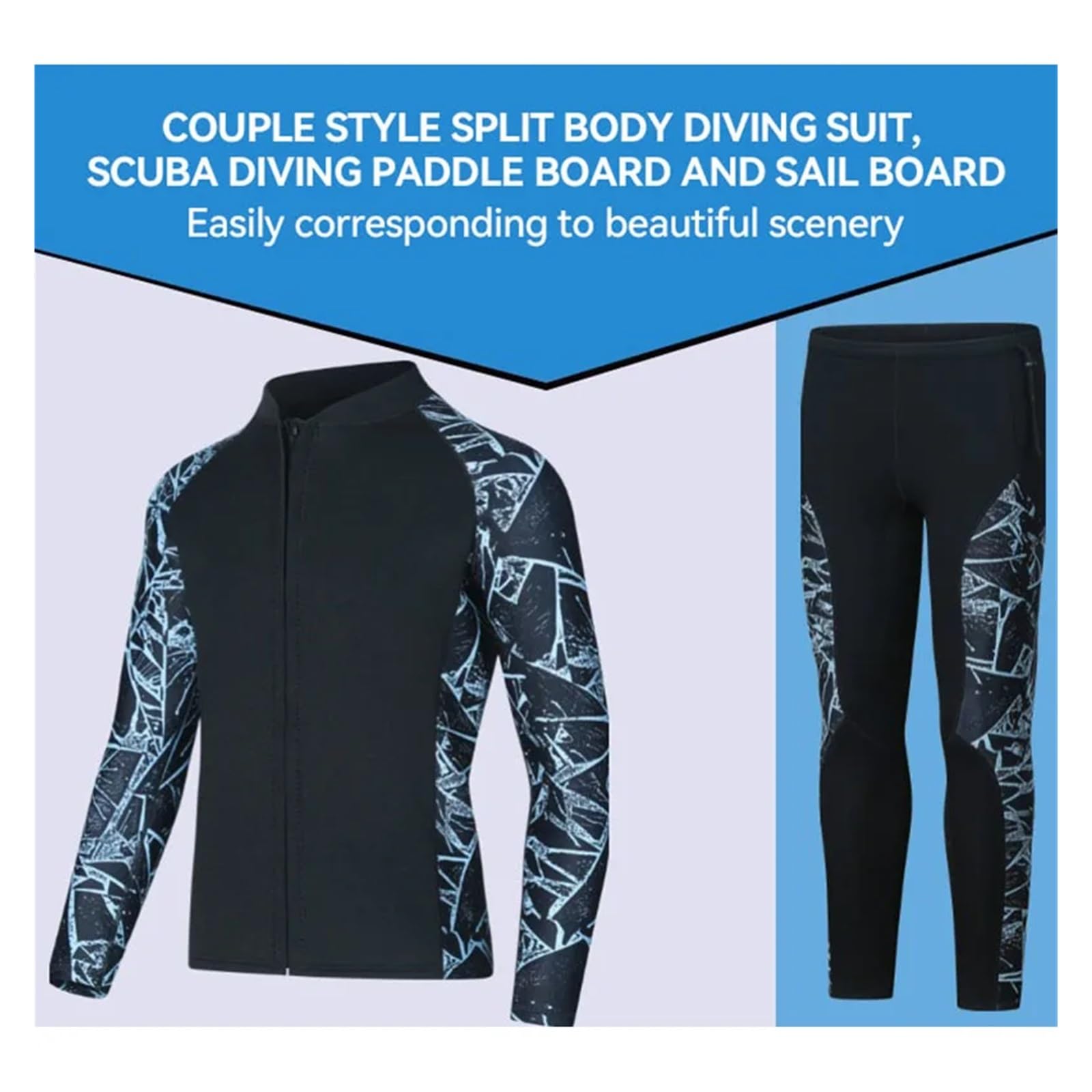 Muta da Uomo e da Donna in Neoprene da 3 mm, Divisa in Due Pezzi, Top a Maniche Lunghe, Pantaloni Caldi(Sky Pants,S)