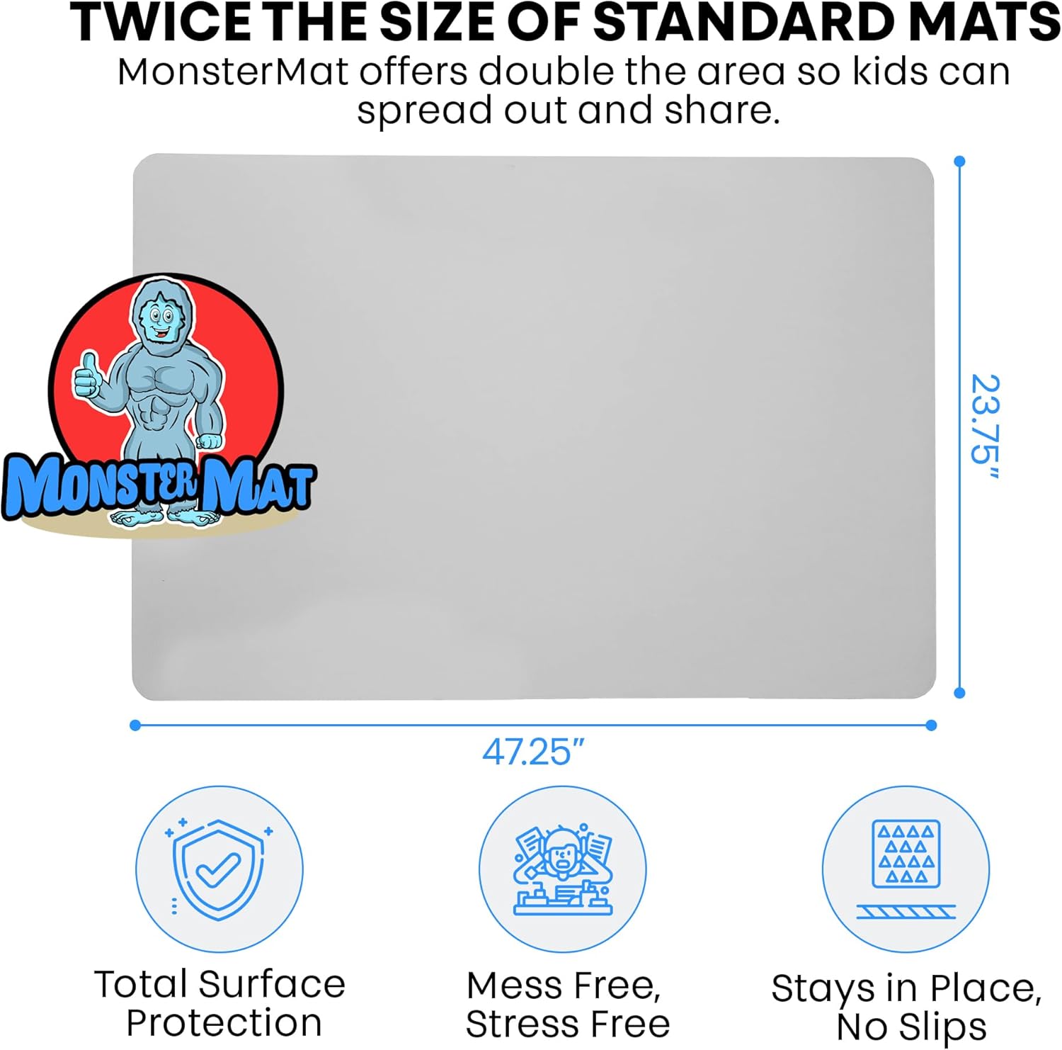 Extra Large Silicone Craft Mat 48x24 Inch – Heat Resistant Table Protector, Non-Slip Surface for Painting, DIY, Clay, Bakin, Easy Clean, Rolls Up – Use as Floor or Cutting Mat by MonsterMat