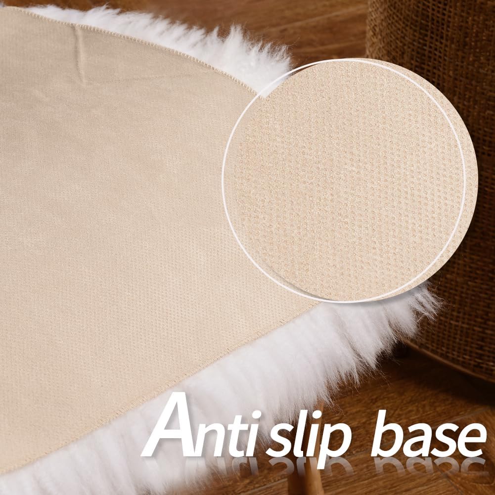 IRIWOOL Square Fur Sheepskin Chair Cover Seat Cushion Pad Super Soft Area Rugs for Living Bedroom Sofa 18" x 18" (Light Brown, 18" x 18" (Pack of 1))