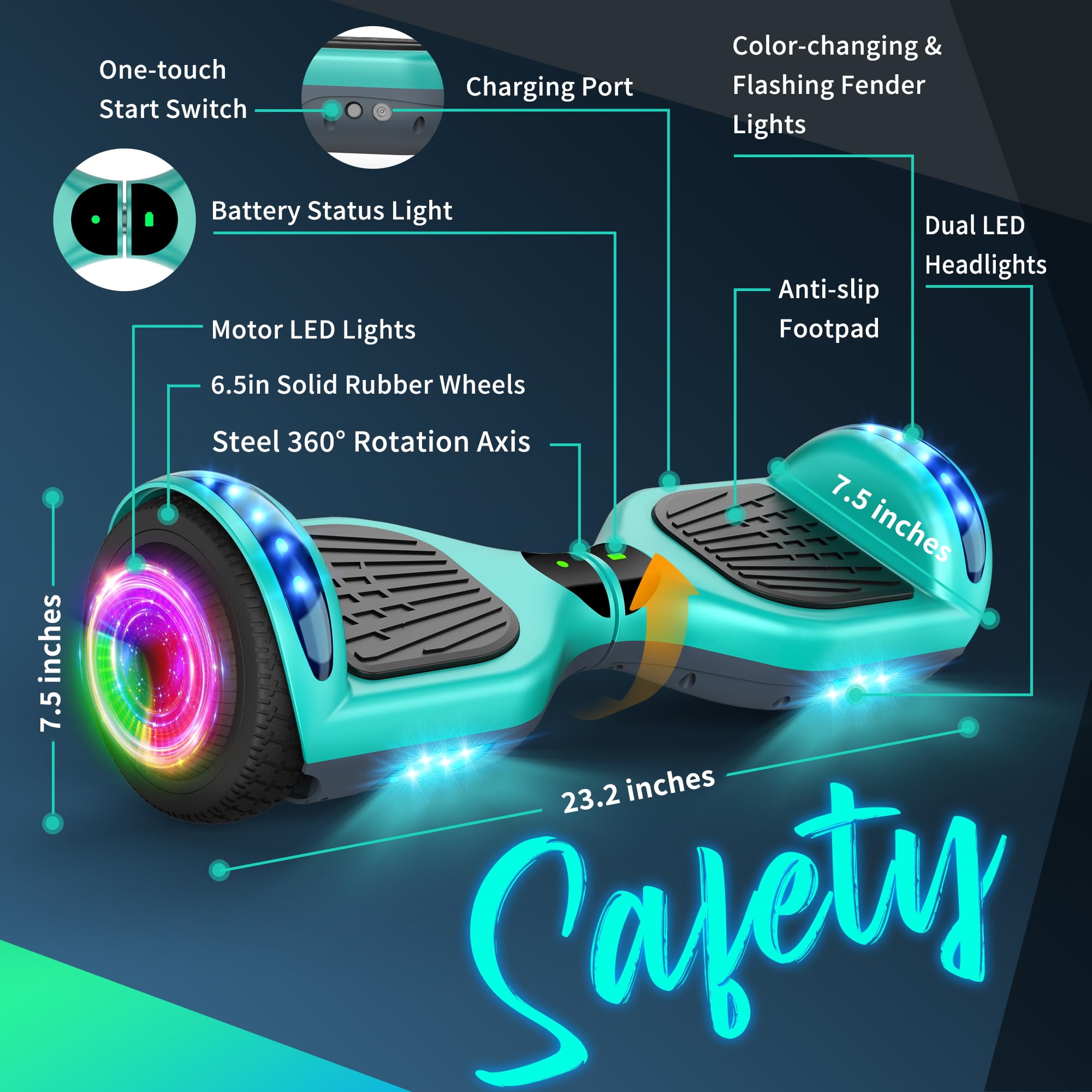 6.5 Inch Integrated Bluetooth Self-Balancing Electric Hoverboards for Kids 6.5 Inch Integrated Bluetooth Self-Balancing Electric Hoverboards for Kids