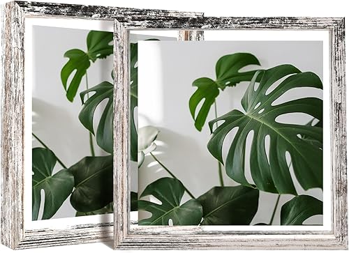 Miniatura 31 de Egofine Juego de 2 marcos flotantes de 8 x 10 pulgadas, marco de fotos de plexiglás doble, hecho de madera maciza, fotos de cualquier tamaño de