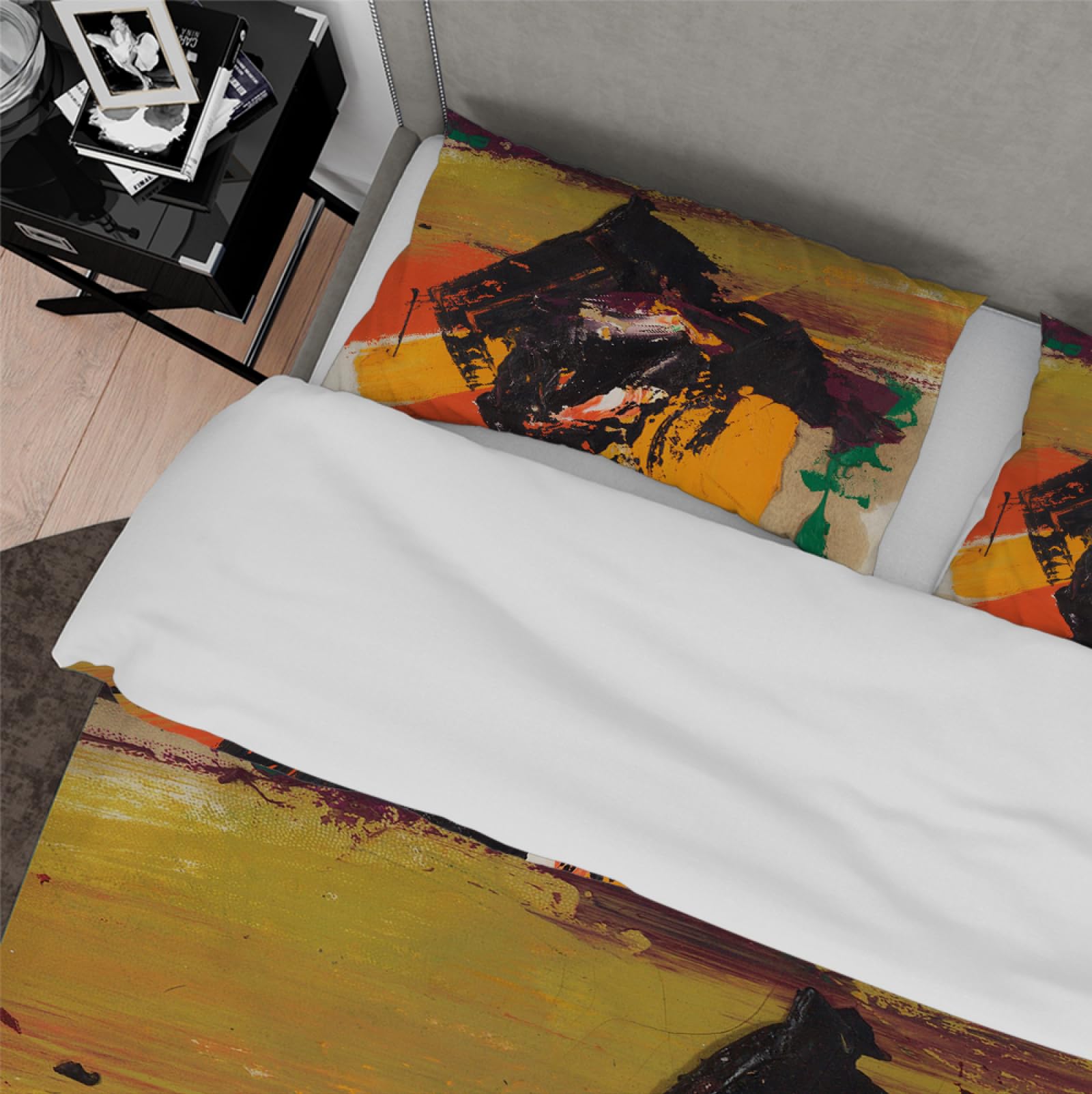 Franz Kline kolorowa pościel z graffiti, abstrakcyjne zestawy pościeli estetycznej, 3-częściowa, oddychająca poszwa na kołdrę, 2 poszewki na poduszkę 200 x 200 cm