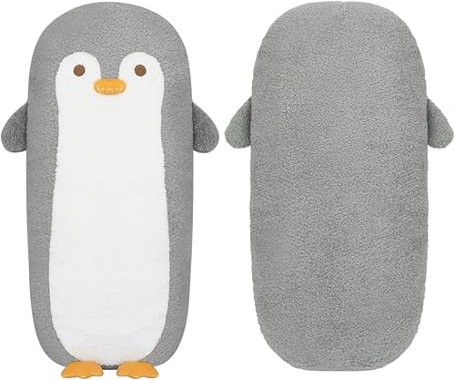 Almohada larga de cuerpo de pingüino, bonita muñeca de animales de peluche de pingüino de dibujos animados, juguetes de peluche largos y suaves de