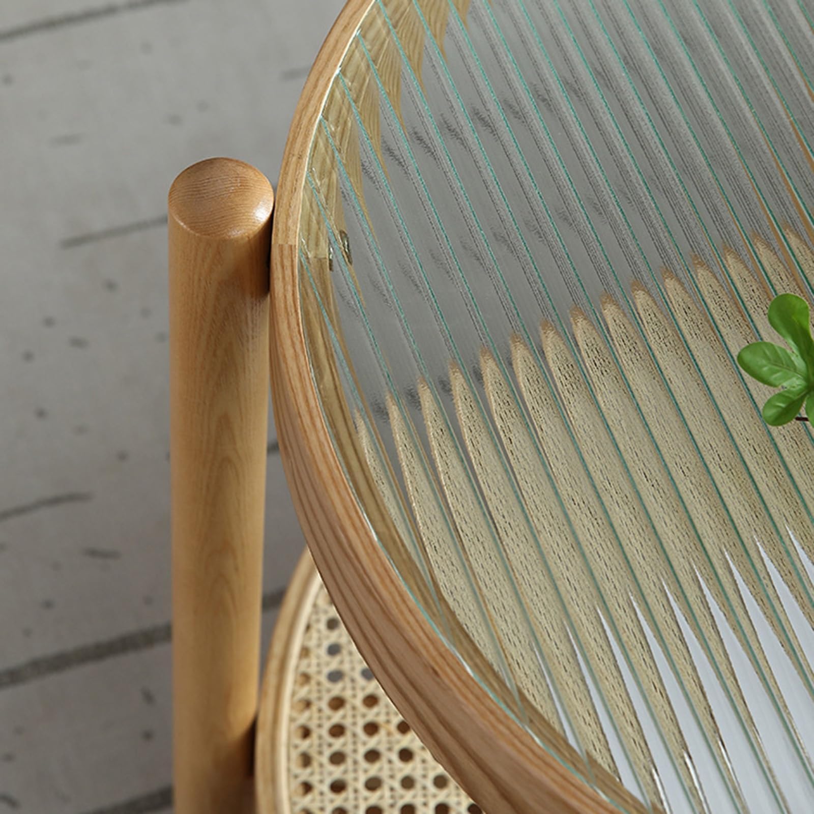 Drewniany stolik kawowy z rattanową półką, 2-poziomowy, nowoczesny design z połowy wieku, szklany blat i stolik do herbaty do salonu i sypialni