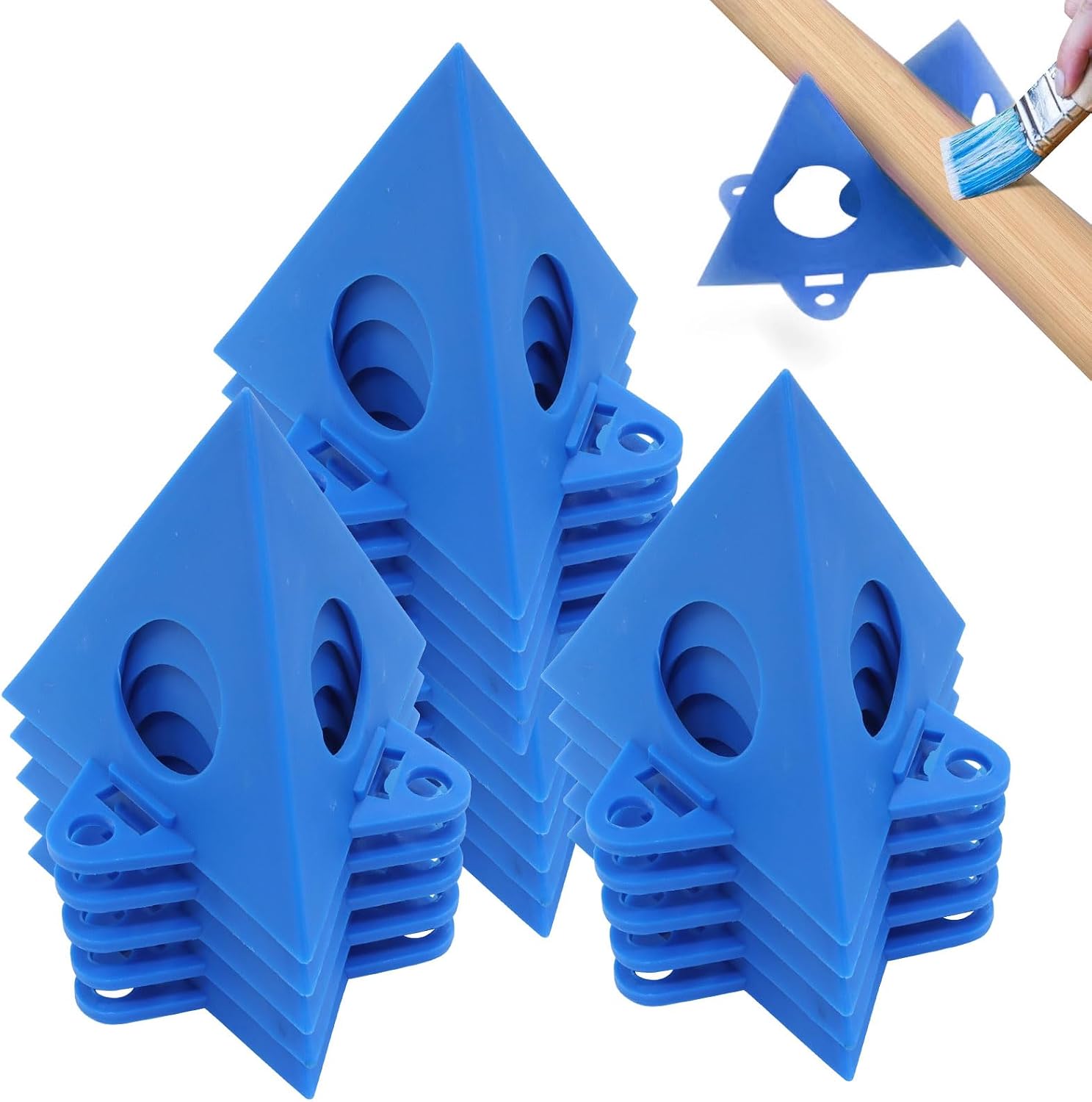 Rierdge 40 PCS Pyramid Stands for Painting - Premium Plastic Paint Triangle Stands with Locking System, Reusable Mini Cones for DIY Art Projects & Woodworking, Blue