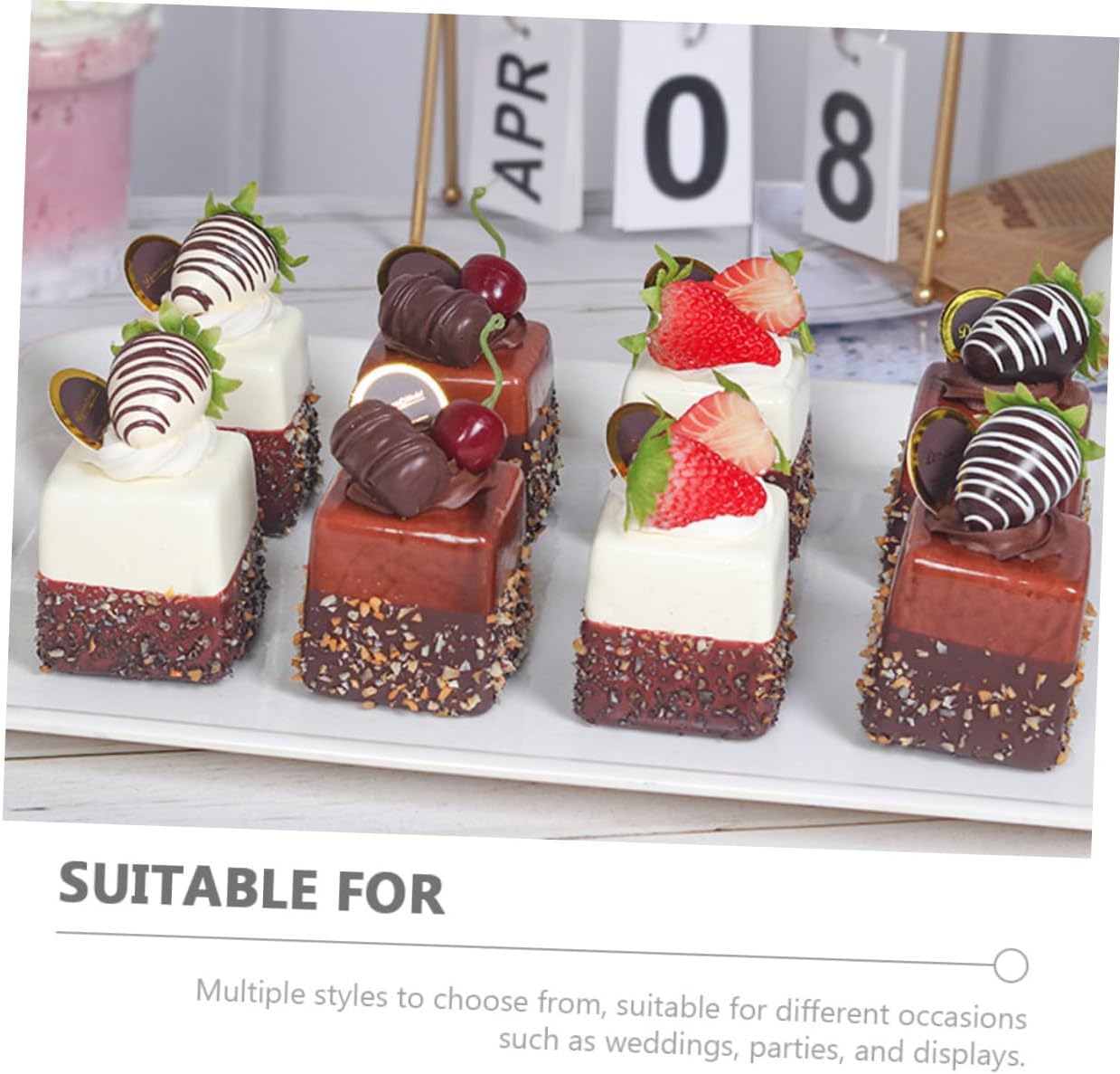 Kisangel 16pcs Realistic Artificial Cake Models for Display Simulation Dessert Props for Wedding Party and Photography Decor for Home Bakery and Store Decorations