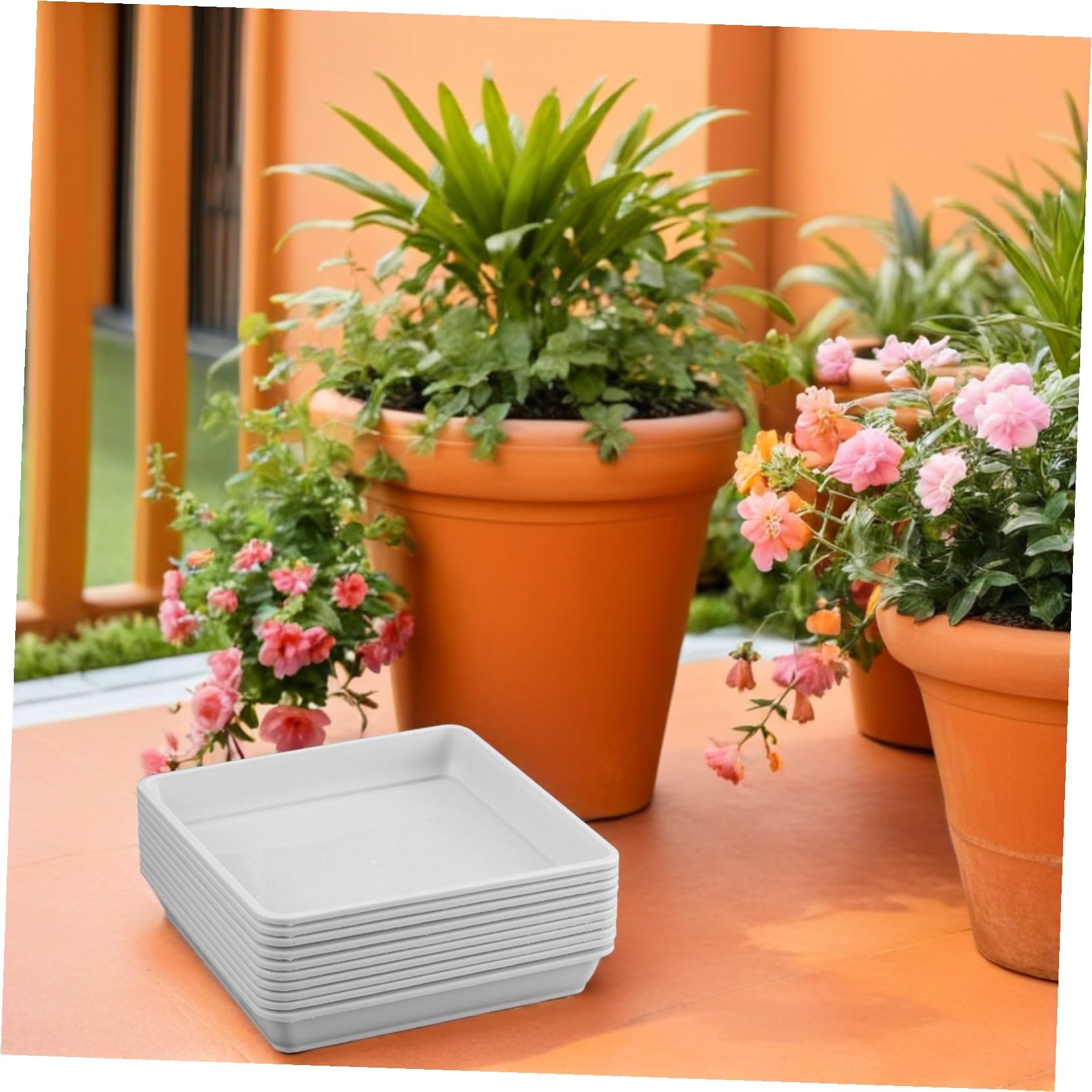 HEMOTON 10pezzi Sottovaso Quadrato per Piante in Plastica con Raccolta Affidabile Acqua per Vasi da Fiori Sottovasi Antigoccia in Plastica per Interni con Bordi Lisci per Sicurezza