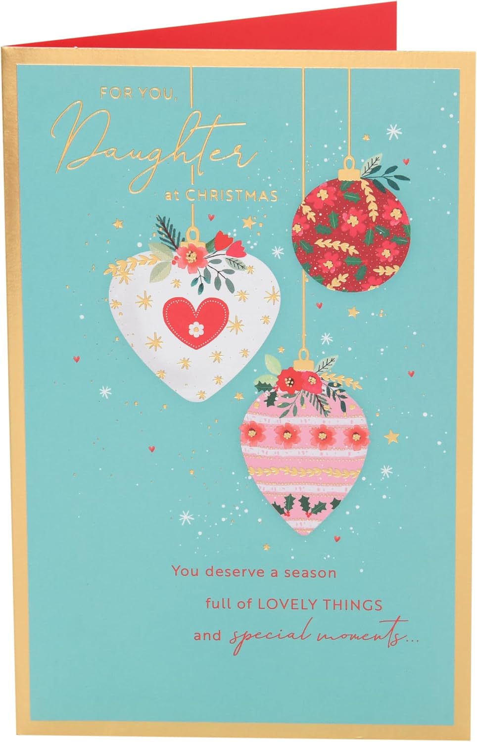 UK Greetings | Christmas Card for Daughter | Xmas Presents | Her, Girls, Women | Baubles | With Envelope | 21 x 13.7 cm
