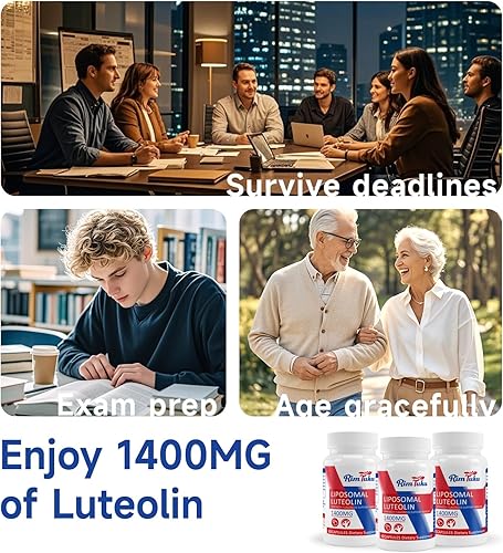 Miniatura 6 de Suplemento de luteolina liposomal de 1400 MG, máxima absorción, potente suplemento antioxidante flavonoide premium para el cerebro 120 cápsulas