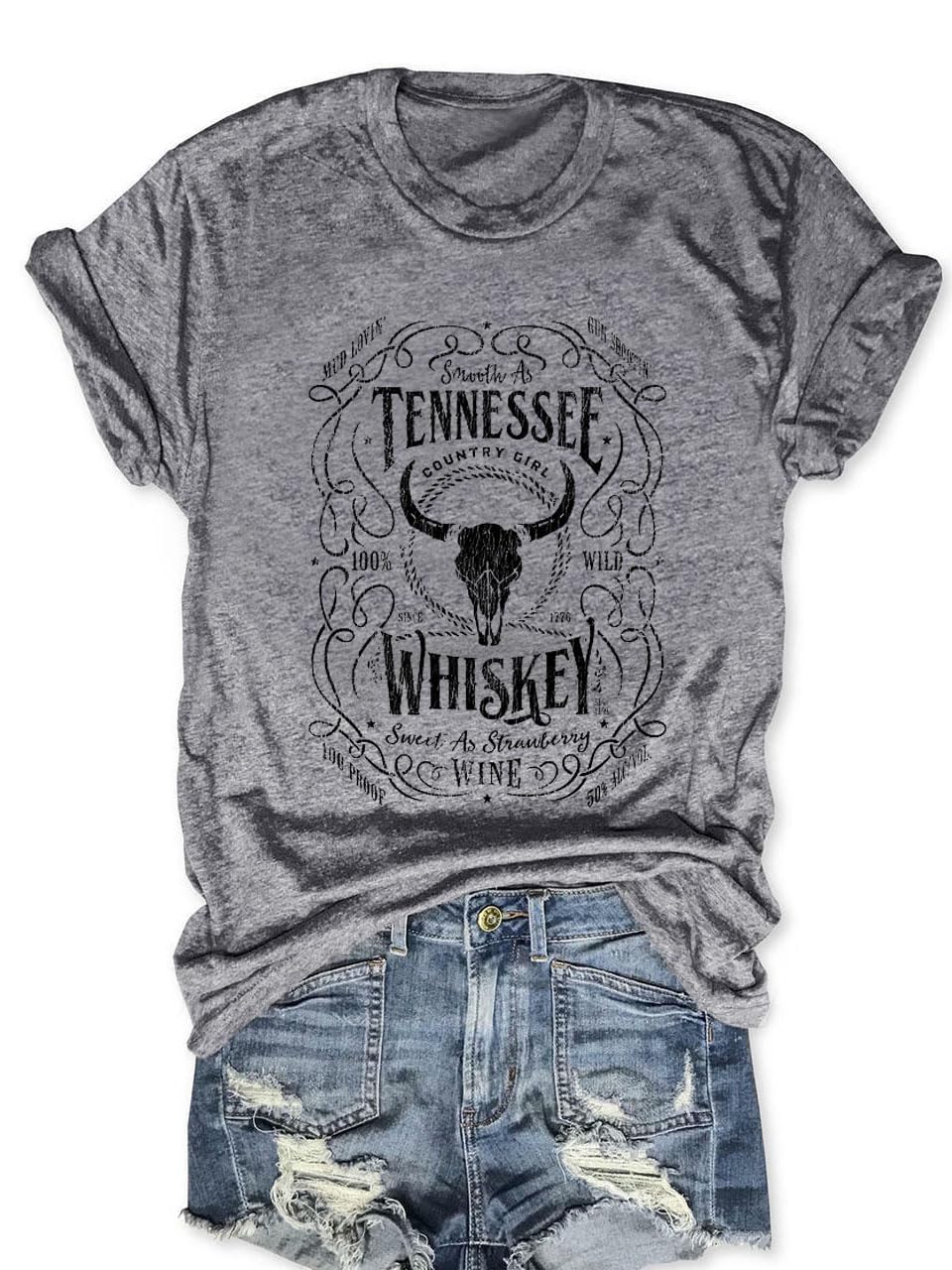 Women Tennessee Whiskey Shirt Vintage Cowgirl T Shirts Cute Cow Print Graphic Tees Short Sleeve Tops