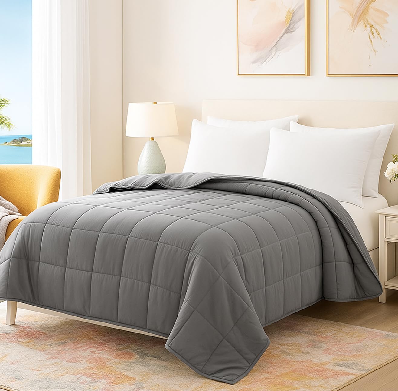 SAMPUR Couette légère spéciale été | 100 g/m² | Anti-Transpiration | Lavable (220x240 cm)