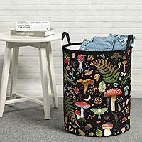 Vista 4 de Cesta de lavandería con forma de hongos, bolsa de lavandería con asas, plegable, decoración de hongos para dormitorio, cuarto de bebé