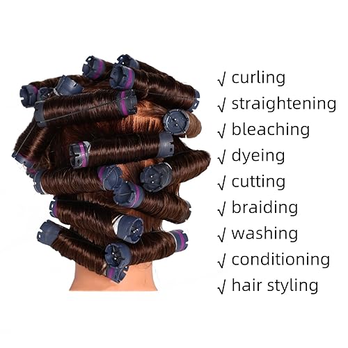 Miniatura 2 de Hairingrid Cabeza de maniquí de 20 a 22 pulgadas, 100% cabello humano, peluquero, cosmetología, maniquí, cabeza de entrenamiento, cabello y soporte