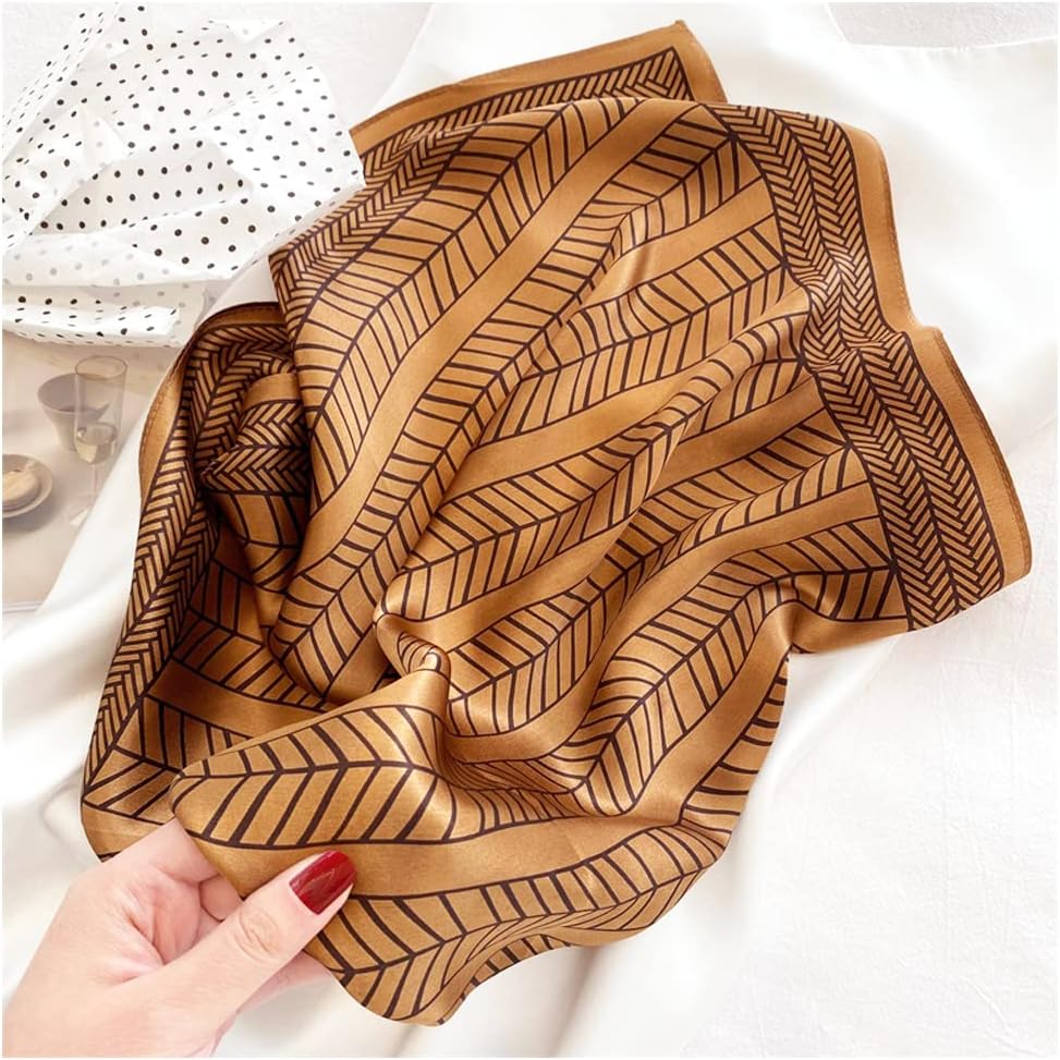 Aufeel 100% Real Mulberry Silk Women Small Square Neck Scarfs 21" Lightweight Headscarf Printed Neckerchief Gift Packed - Image 6