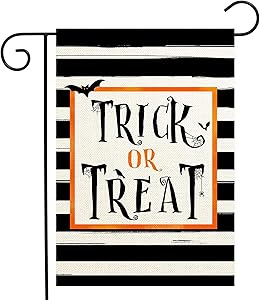 Halloween Garden Flag,Trick or Treat Burlap Yard Flag Double Sided, Halloween Yard Outdoor Decoration 12 x 18 Inch