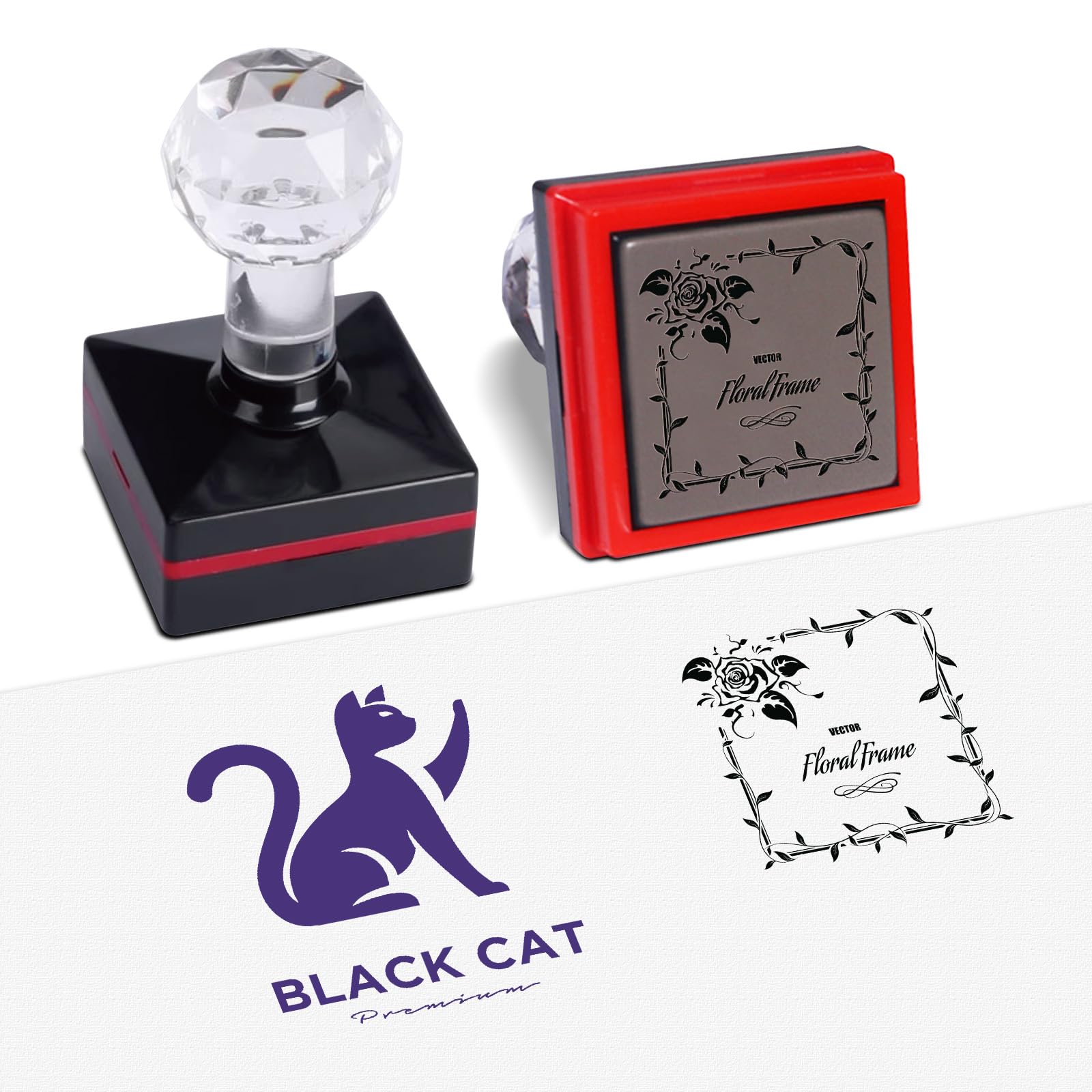Xstzr Square Custom Stamp Business – Personalized Logo & Text Stamp For Business, Wedding Invitations & Crafts |Various Size Options