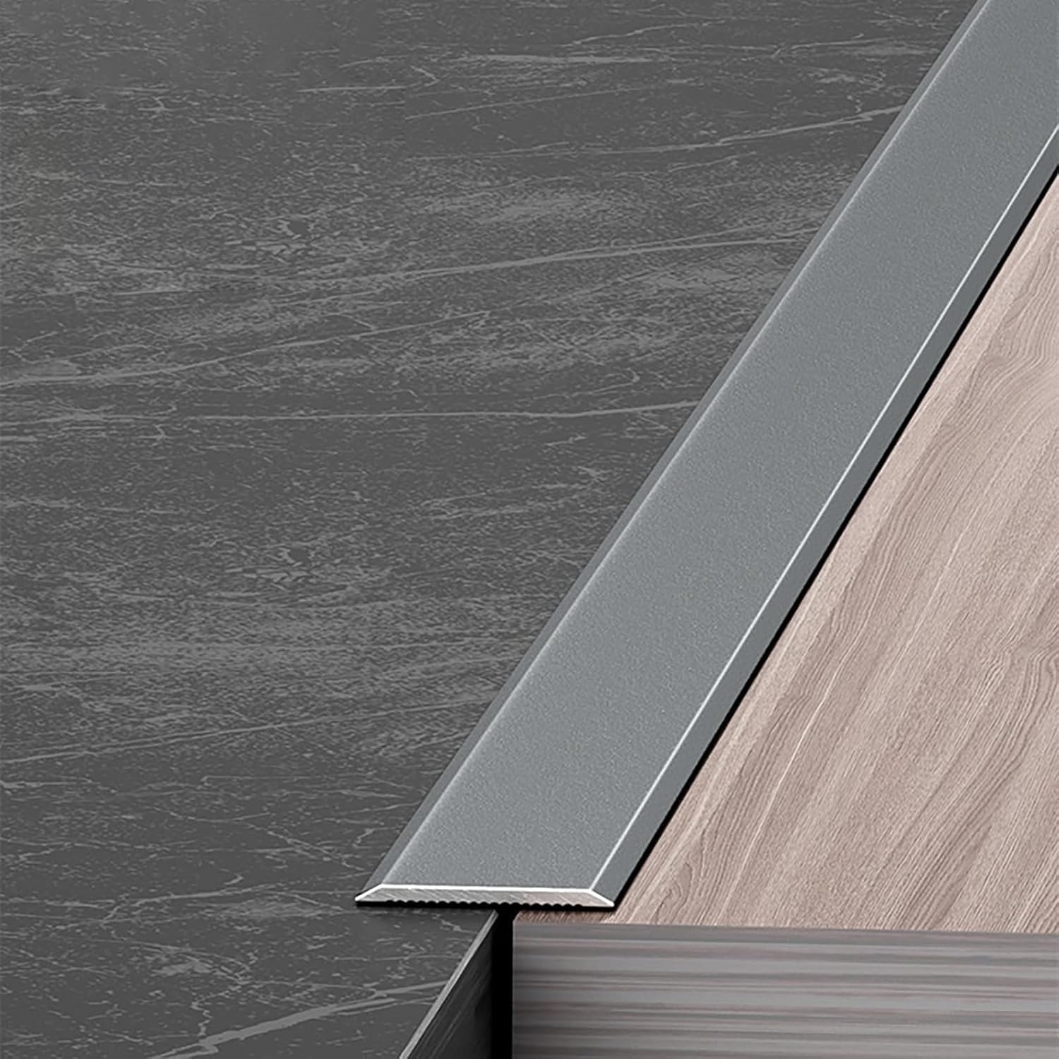 PALSINBY Transition Threshold Strip, Anodized Aluminum Laminate Tile Floor Transition Strip 3-Pack(Grey,W:20mm)