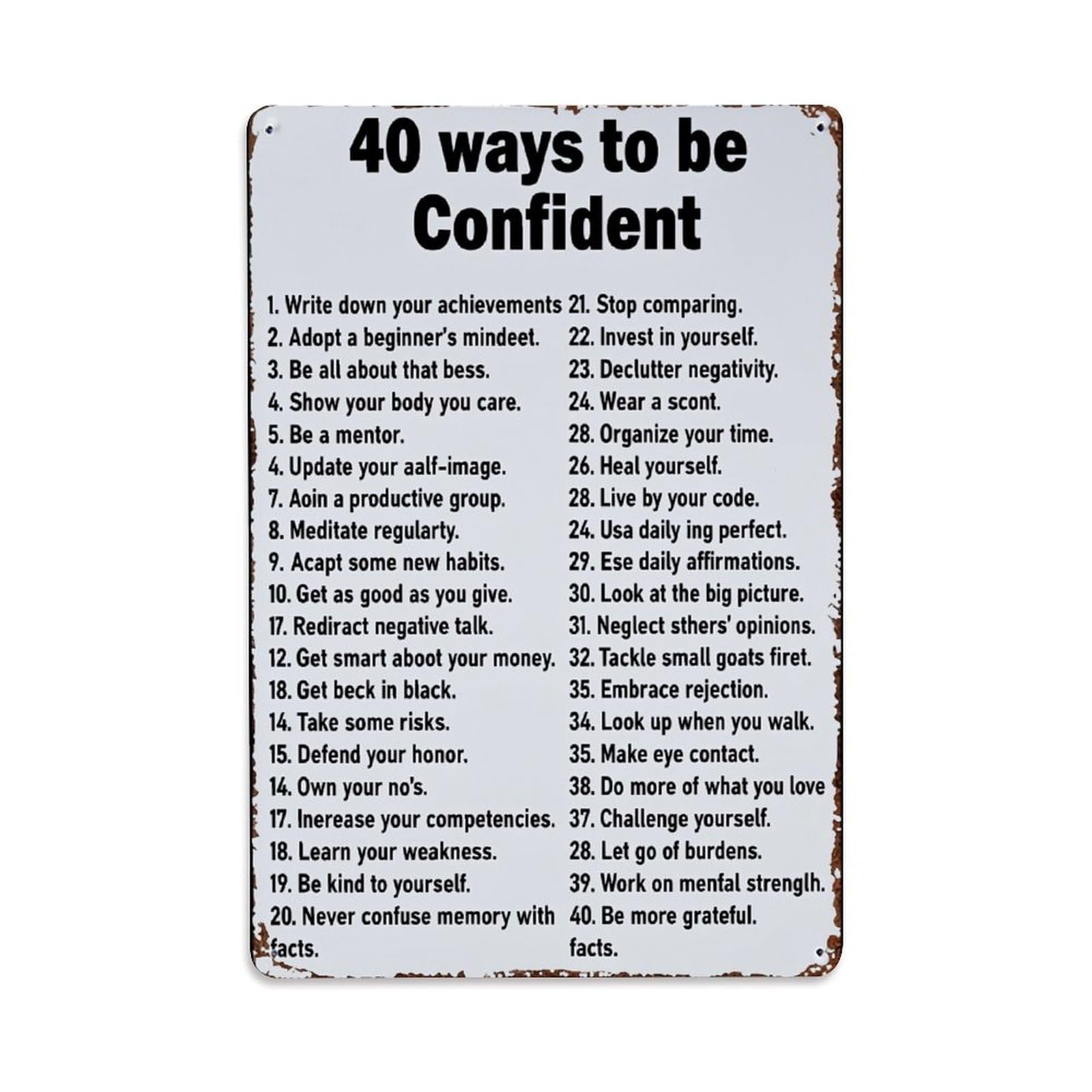 Jdyaojiesheng Vintage Confident Ways To Be Yourself Tin Sign Retro Metal Wall Decor Metal Poster, Home Bar Garage Farmhouse Cafe Wall Art Decoration 8X12inches