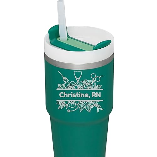 Stanley Personalized Quencher H2.0 FlowState Stainless Steel Vacuum Insulated Tumbler. Custom Laser Engraved Stanley tumbler. Personalized. Free