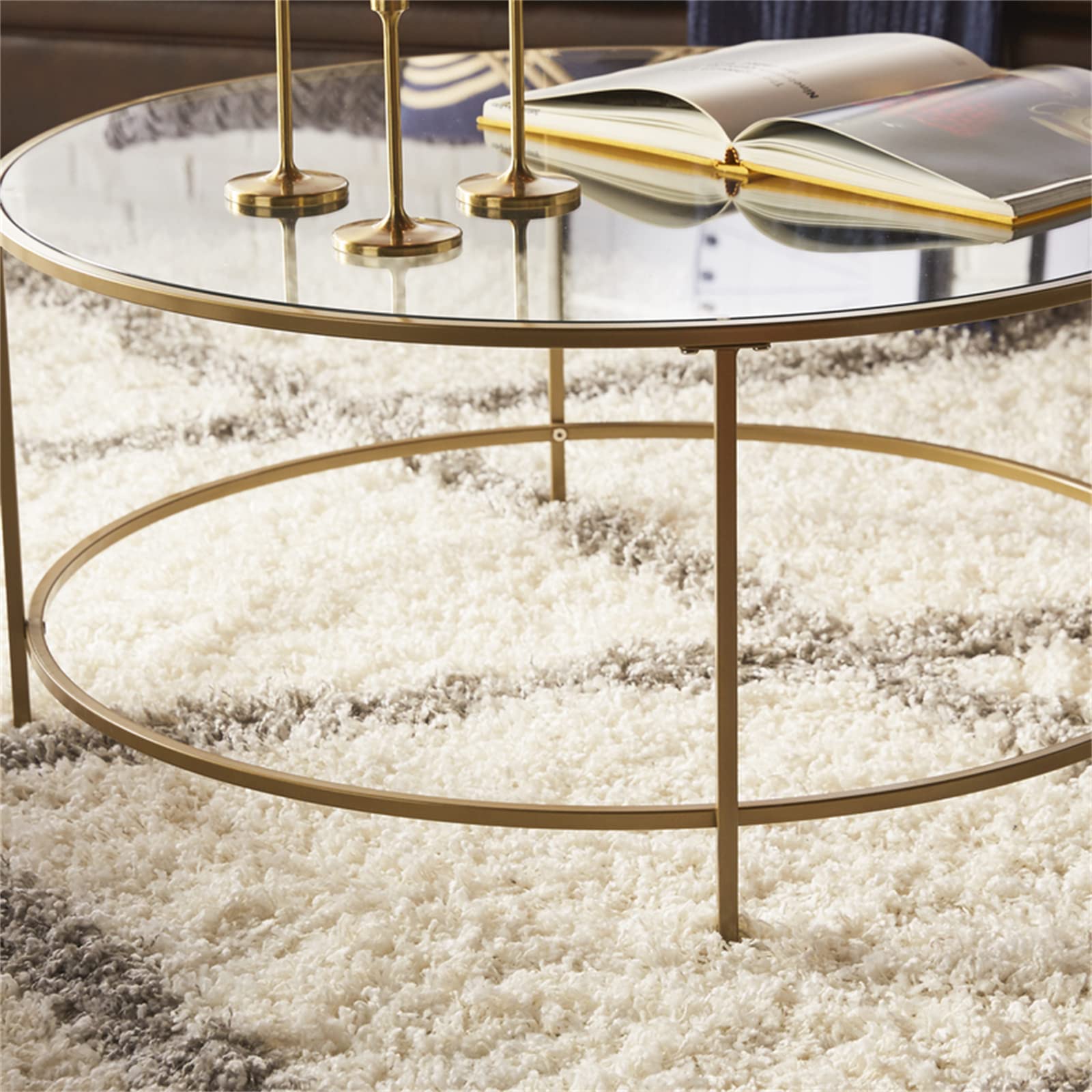 Amazon | ノルディックサイドテーブル、ゴールドフレームガラス