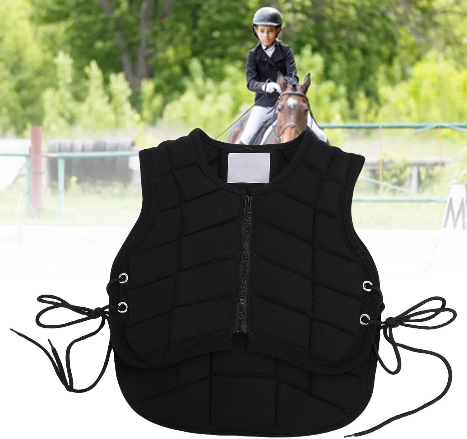 AUNMAS Kids Equestrian Vest Horse Riding Protective Gear Front Zipper Closure Adjustable Side Strings with Extended Padding for Comfort Safety