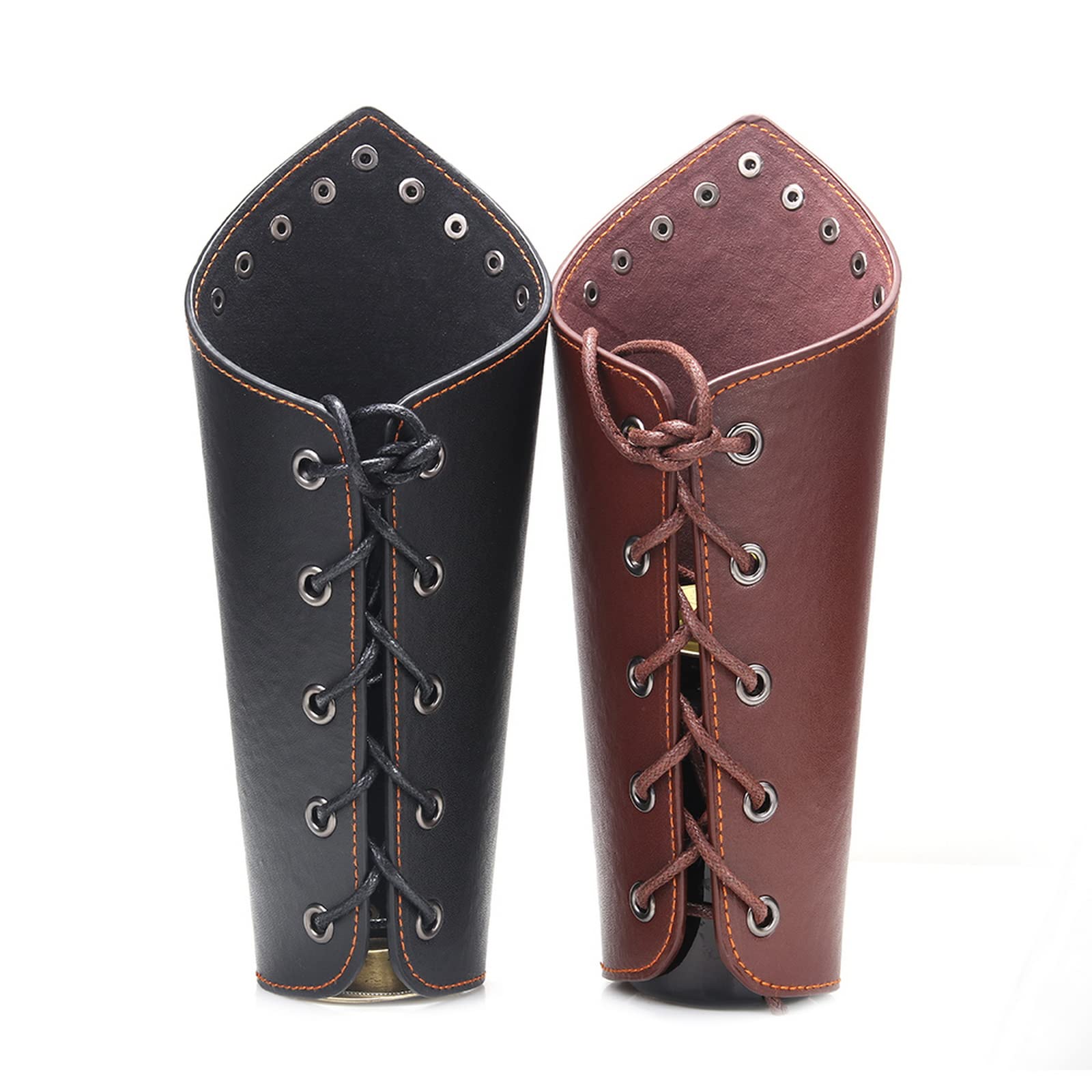 2 Pcs Faux Leather Armband Viking Wrist Strap Medieval Archery Bracelets Vintage Cowhide Cuff Personalized Bracelets for Men - 3
