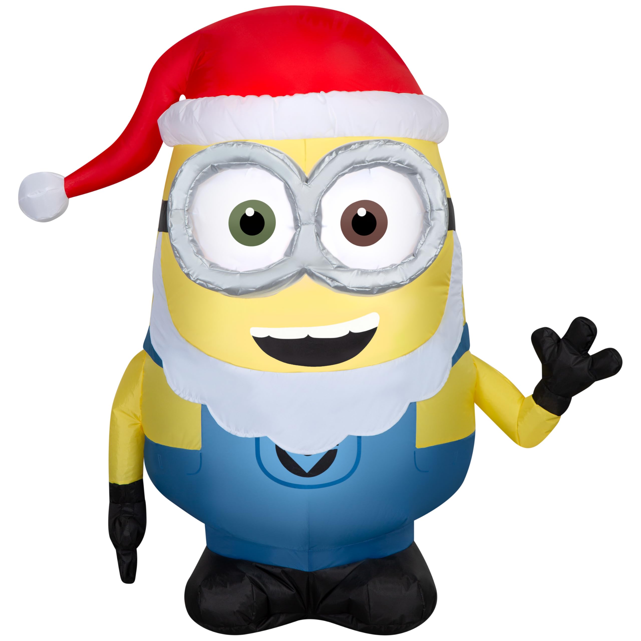 GemmyChristmas Airblown Inflatable Minion Bob in Santa Beard and Hat Universal, 3.5 ft Tall,