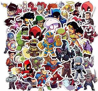 Superhero Stickers Pack | 50Pcs Legend Avengers Marvel Stickers, Cute Funny Cartoon Vinyl PVC Waterproof Stickers for Laptop Water Bottle Skateboard Phone Scrapbook Cup, Decal Gift for Teen Boy Girl