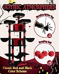 Globlazer Gothic Big Cat Tower for Indoor Cats, 80inch Goth Cat Tower for Multiple Adult Cats XXL Cat Tree with 9 Scratching Posts, Hammock, 3 Perches, 2 Condos, 2 Hanging Basket, F80, Black Red