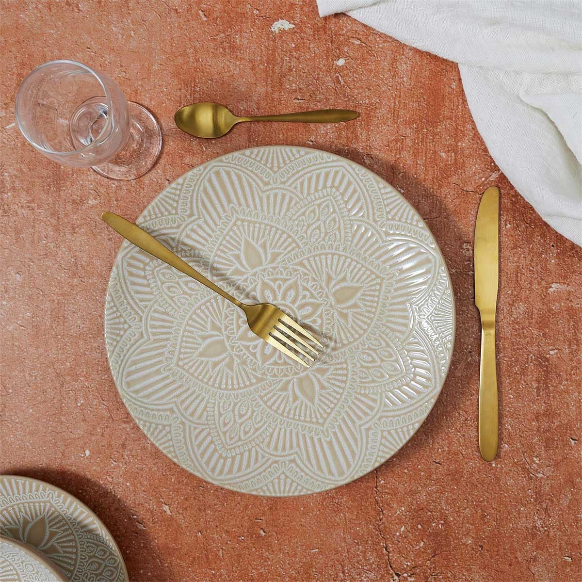 Lot de 6 Assiettes Plates Sahara 27cm Beige