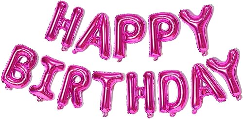 Miniatura 33 de KALOR Globos Negros con Pancarta de Feliz Cumpleaños, Letras de Globos de Papel de Aluminio Mylar de 16 Pulgadas para Decoraciones de Fiesta de