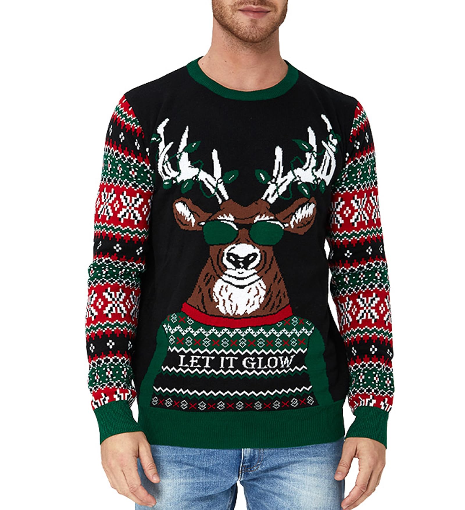 Weihnachtspullover Led Herren Lustig Weihnachtspulli Damen Strickpullover Xmas Pullover Ugly Christmas Sweater Jumper S-2XL