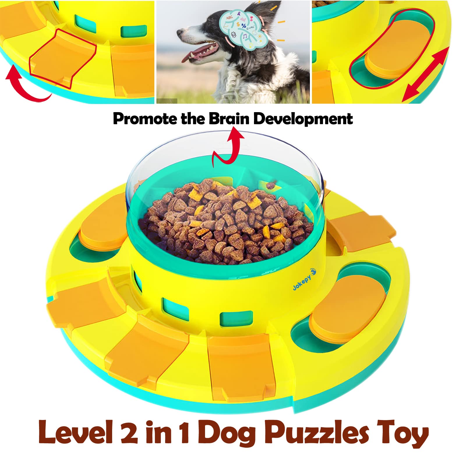 Puzzle dla psów, zabawki dla psów, nudy i stymulacji psychicznej, interaktywny dozownik powolnej karmy, profesjonalny poziom 2 w 1, dla dużych/średnich/małych psów
