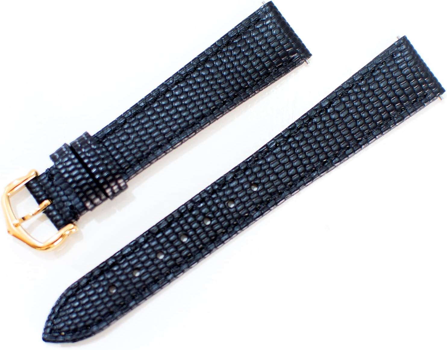 17mm Brown Lizard Pattern Leather Watch Band Replacement Strap for Cartier Tank - Gold Buckle & Quick Release