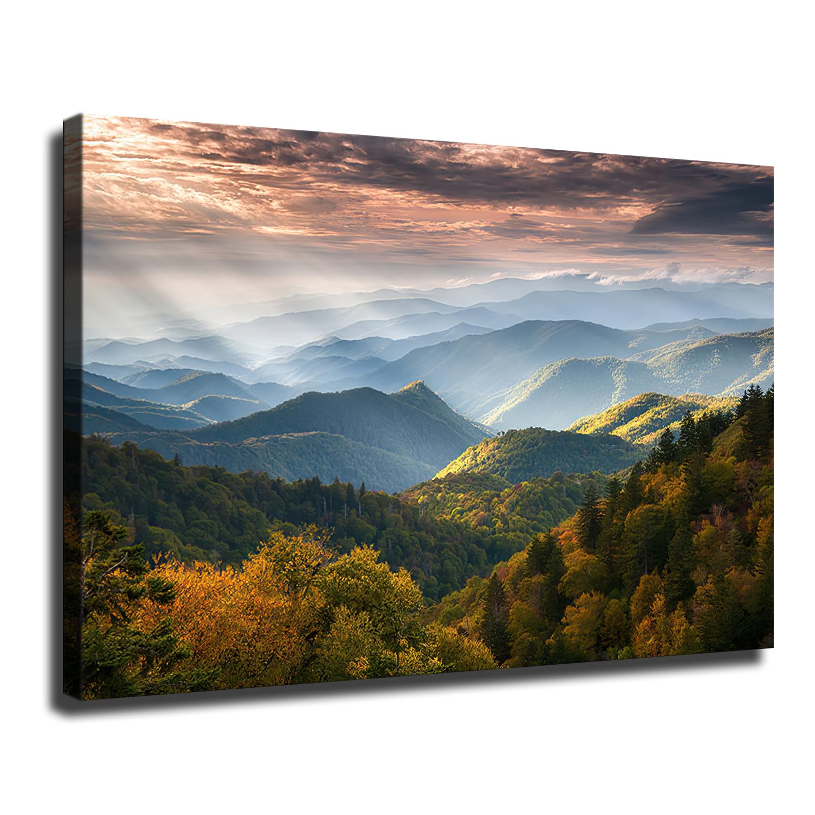 North Carolina Great Smoky Mountains Landscape Poster Wall Art Canvas Painting Picture Print Living Room Bedroom Decor (Unframed,24×32inch)