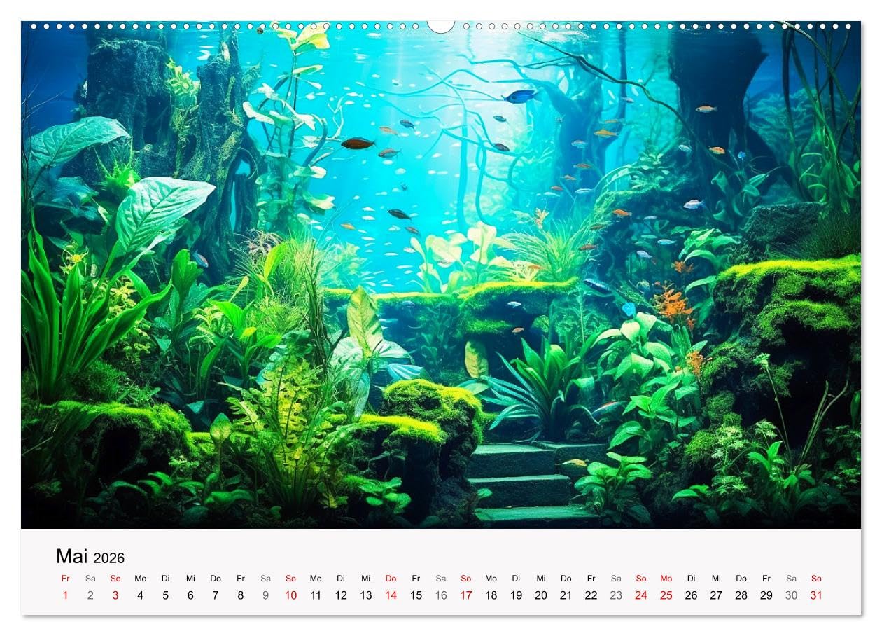 Pflanzen im Süßwasseraquarium. Gartenkunst im Fischbecken (Wandkalender 2026 DIN A2 quer), CALVENDO Monatskalender: Faszinierende Unterwassergärten ... Aquariumbepflanzung (CALVENDO Hobbys)