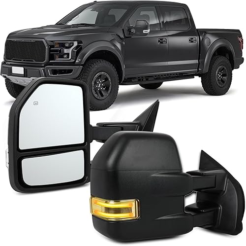Miniatura 9 de OCPTY Espejo de remolque para 2007 2008 2009 2010 2011 2012 2013 2014 para Ford para camioneta F-150 Pickup Camión Remolque Espejos Par Par Potencia