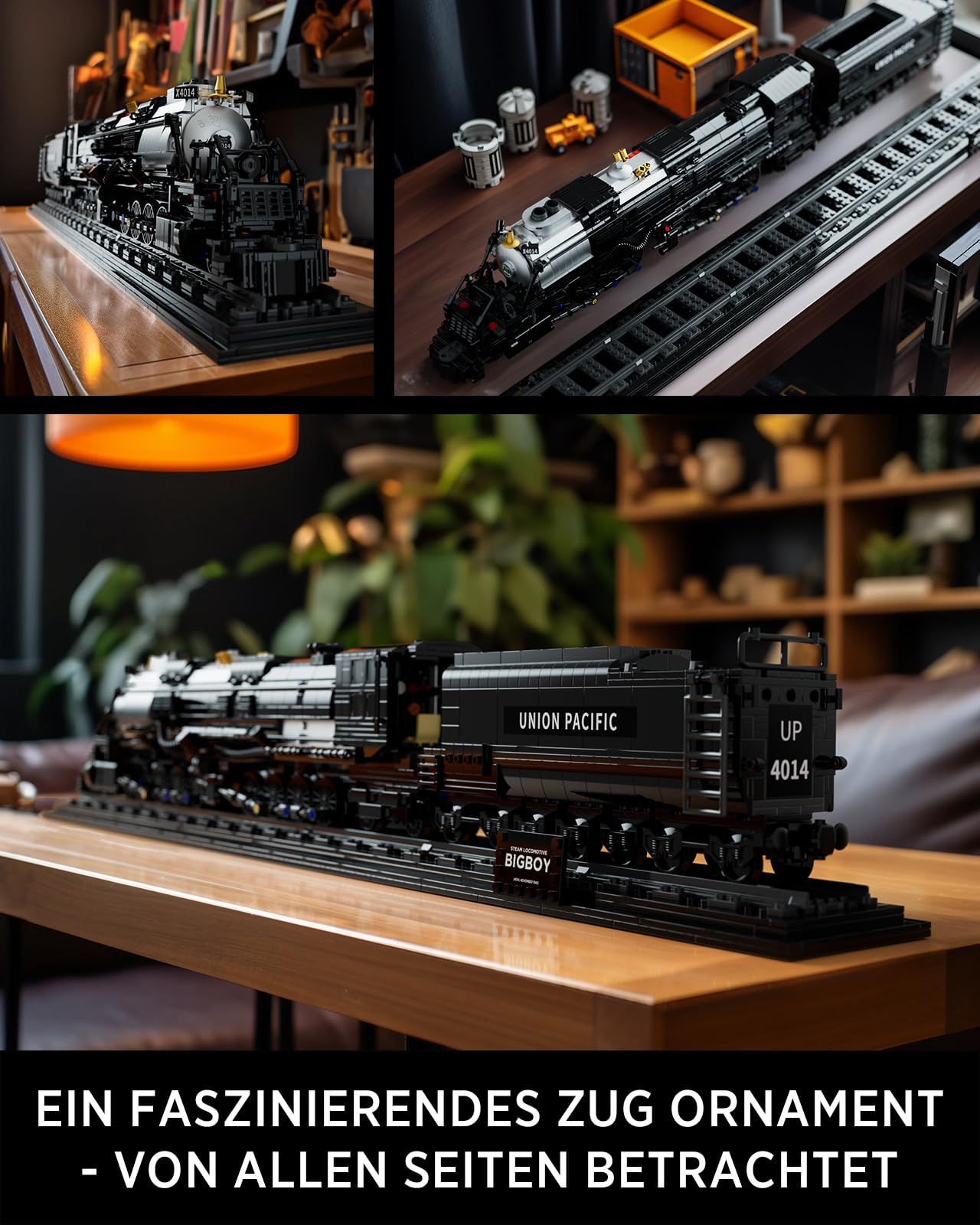 Nifeliz Zug Big Boy Retro Dampflok Klemmbausteine Set, Lokomotive Modell mit Schienen Bauspielzeug, Zug Eisenbahn Geschenk für Erwachsene(1818 Teile)