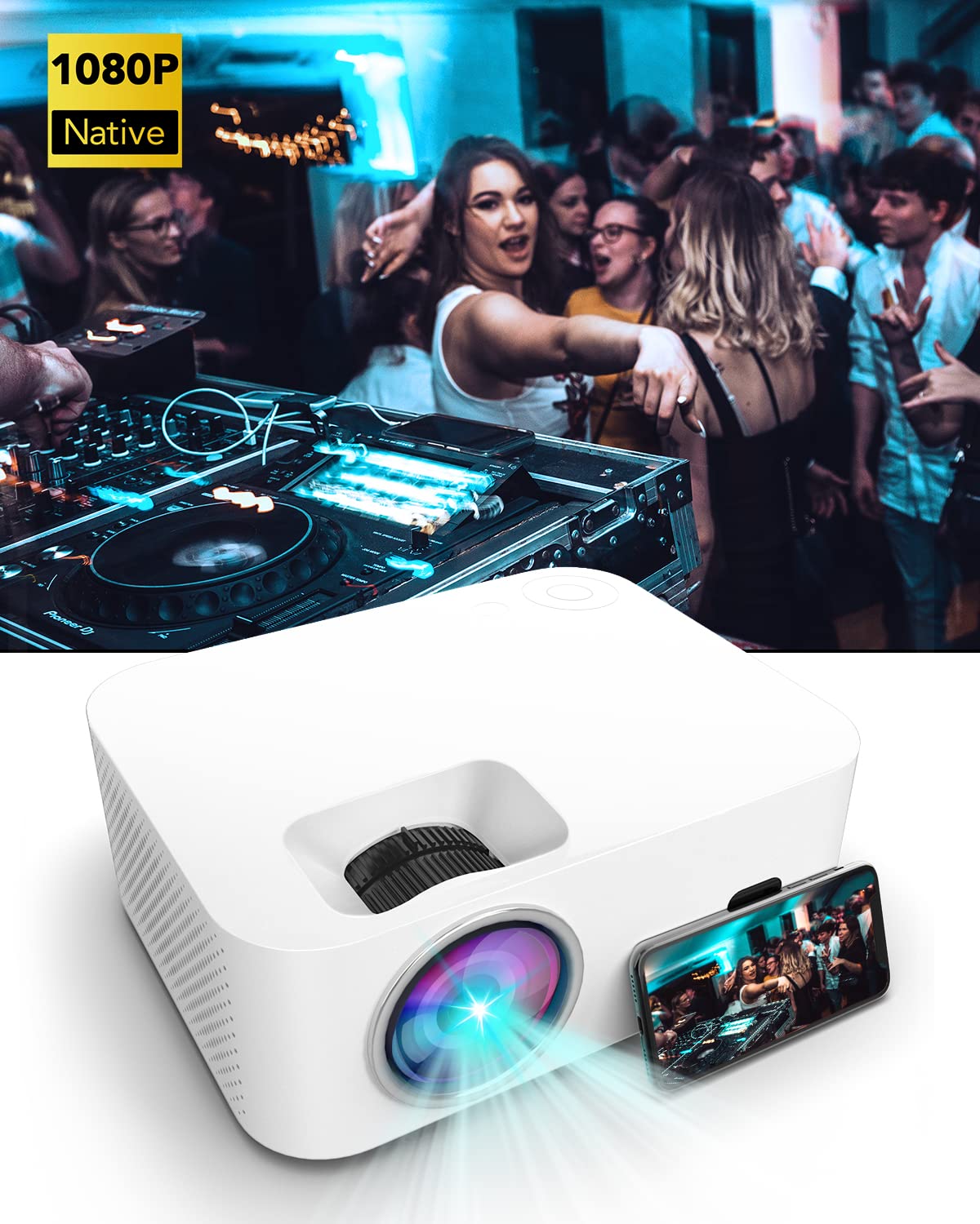 Pokitter X1 Native 1080P WiFi Projector Bluetooth, Android Smart Projector 4K Supported, 350 ANSI Lu