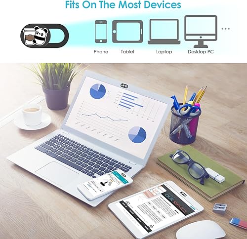 Miniatura 3 de Cubierta deslizante para cámara de portátil, cubierta de cámara web de panda, accesorios para portátiles de 0.02 pulgadas, lindos accesorios