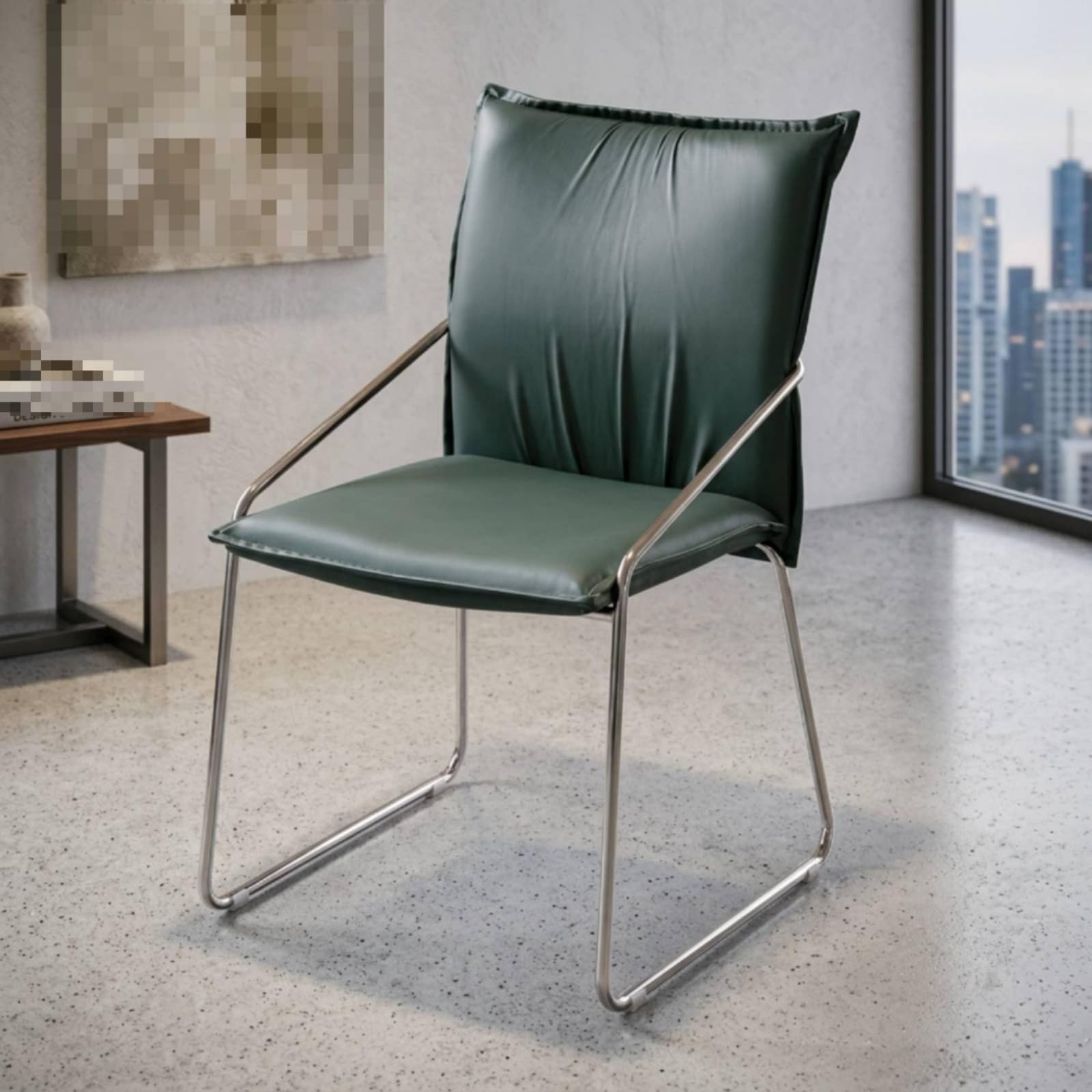 F Fityle Silla de Comedor de Media Centuria Silla Acolchada Silla de Diseñador Silla de Metal Respaldo Curvo Que Sostiene la y Base Estable de Metal, Negro