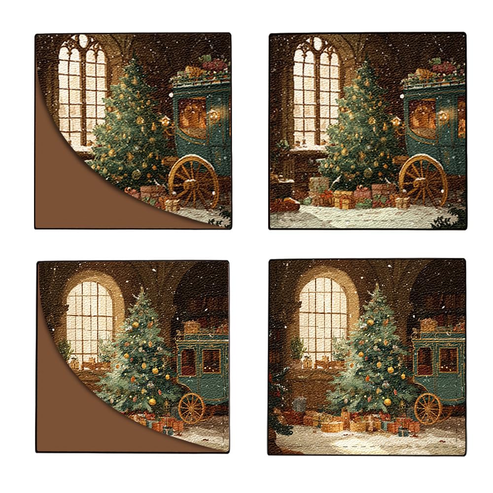 2Pcs Christmas Wreath Corner Bookmarks, Handmade PU Leather Page Corner Protectors, Vintage Holiday Art Stationery Gift for Book Lovers, Kids, Teachers, Reading Accessories 3.54 x 3.54