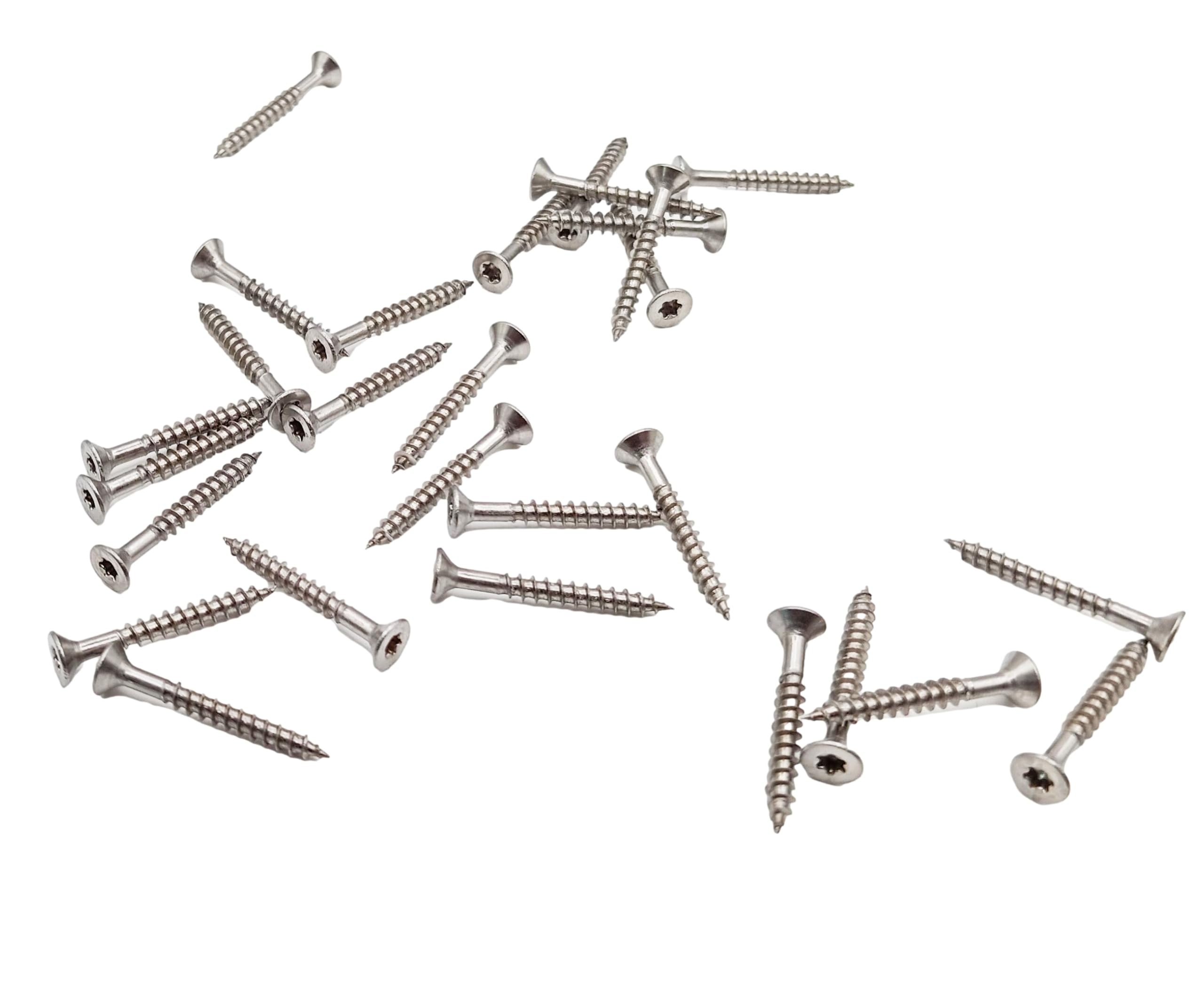 HAFD A2 Stainless Steel Countersunk Wood Screws 3x25mm, Torx TX Drive Fixing Screws for Wood, Timber and Furniture Assembly, Corrosion Resistant Stainless Steel Screws, Silver, Pack of 50